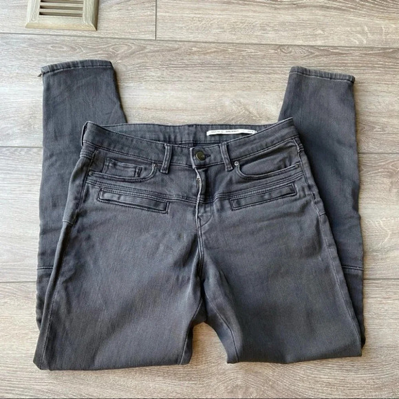 Zara Black Rock Denim Biker Moto Skinny Jeans - Picture 5 of 16